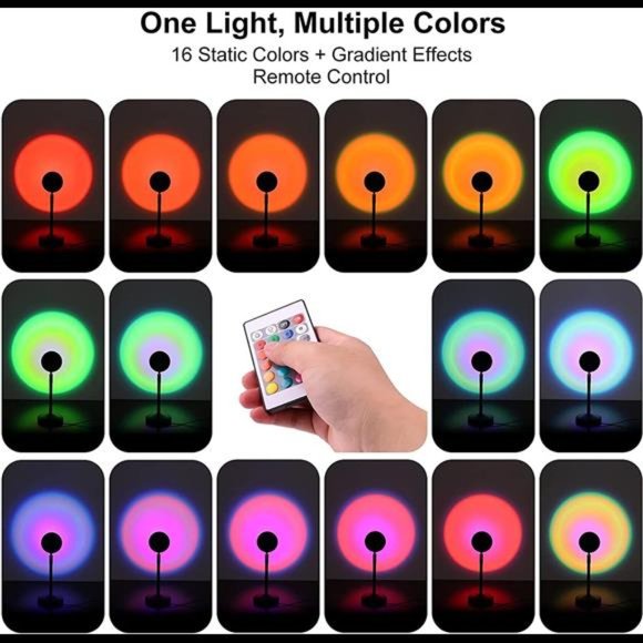 Sunset Lamp Projector, 16 Colors LED with Remote Control,Photography/Home Decor - Picture 2 of 6
